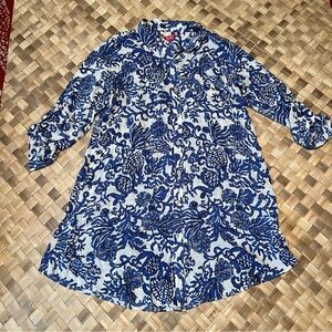 LILY PULITZER NATALIE SHIRTDRESS COVERUP BLUE/WHITE TAB SLEEVES BRAND NEW SMALL
